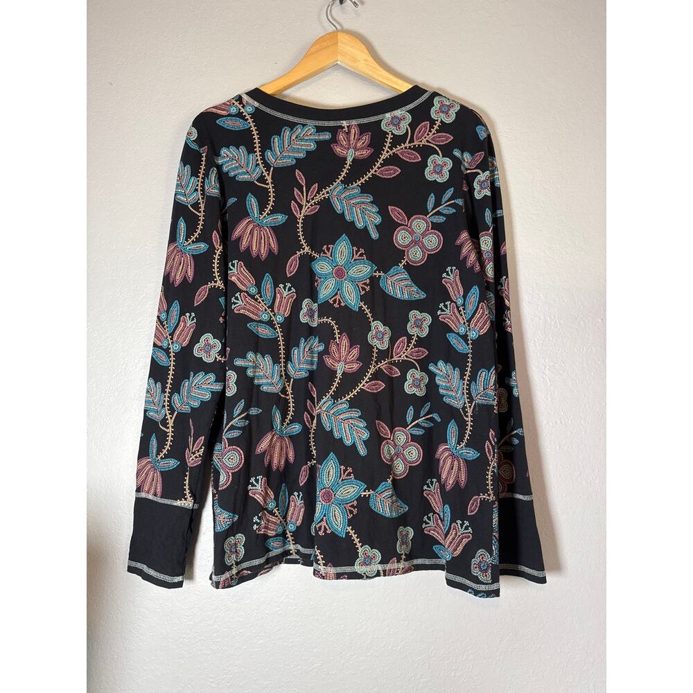 Double D Ranch Black Goats Island Souvenirs Top Womens XL Beaded Floral Bohemian - Picture 6 of 8